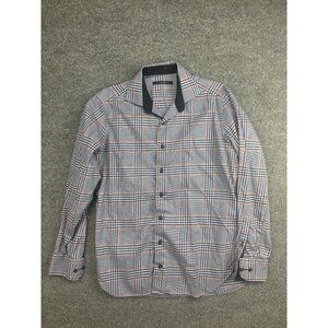 Hammer Made Shirt Mens 15.5 Blue Red Plaid Button Front Long Sleeve Casual Dress